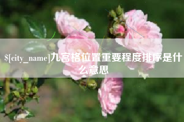 改则九宫格位置重要程度排序是什么意思