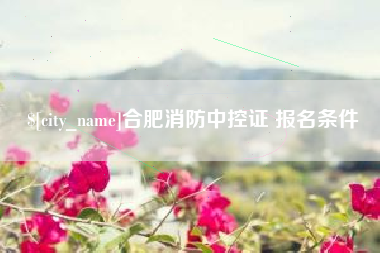 改则合肥消防中控证 报名条件